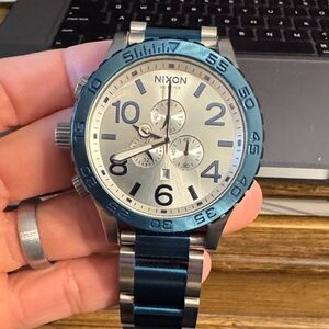 Nixon 51-30 Silver and Blue Chronograph Watch